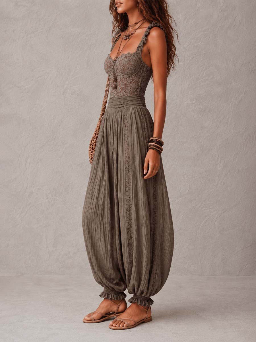 Beatrice | Jumpsuit Harem de Encaje y Chifón