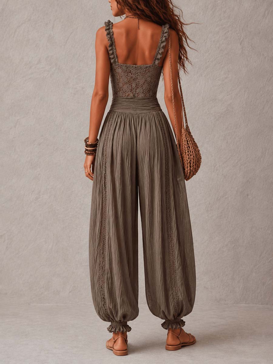 Beatrice | Jumpsuit Harem de Encaje y Chifón