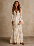 Emely | Vestido largo vintage con mangas acampanadas