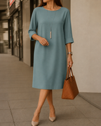 Odeta | Vestido midi holgado que disimula el abdomen