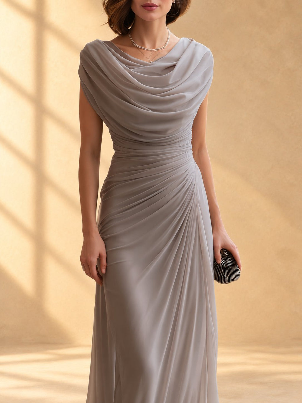 Naira | Vestido largo drapeado con cuello caído