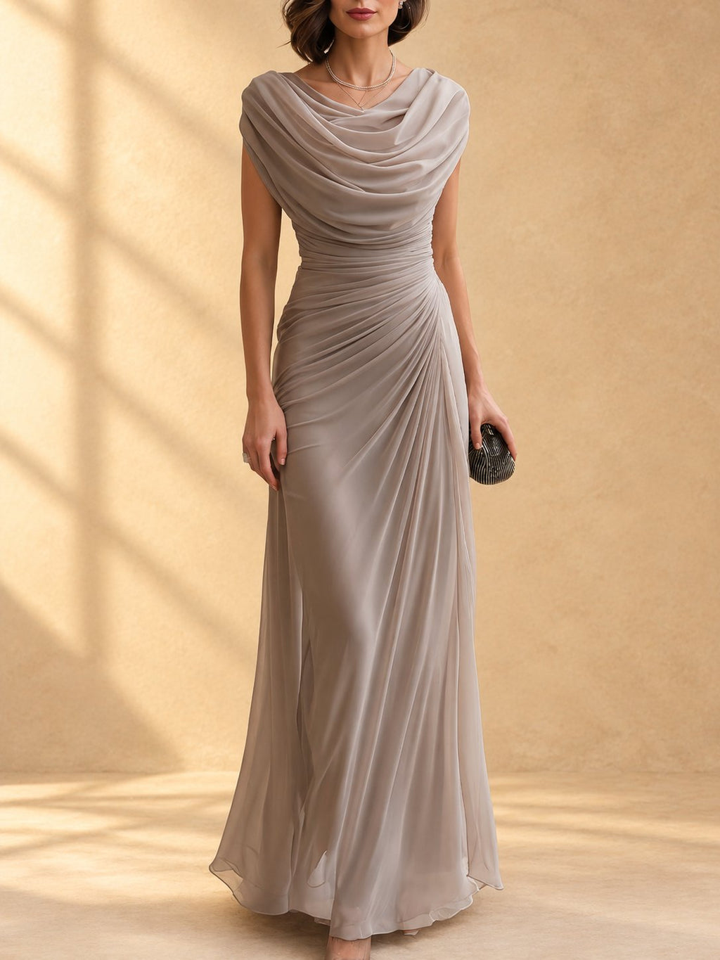 Naira | Vestido largo drapeado con cuello caído