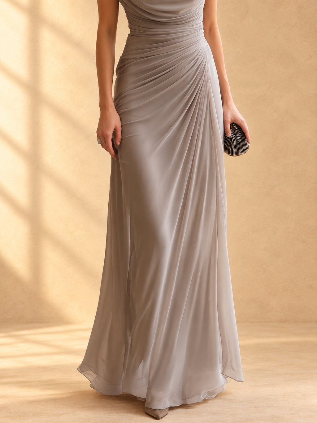 Naira | Vestido largo drapeado con cuello caído