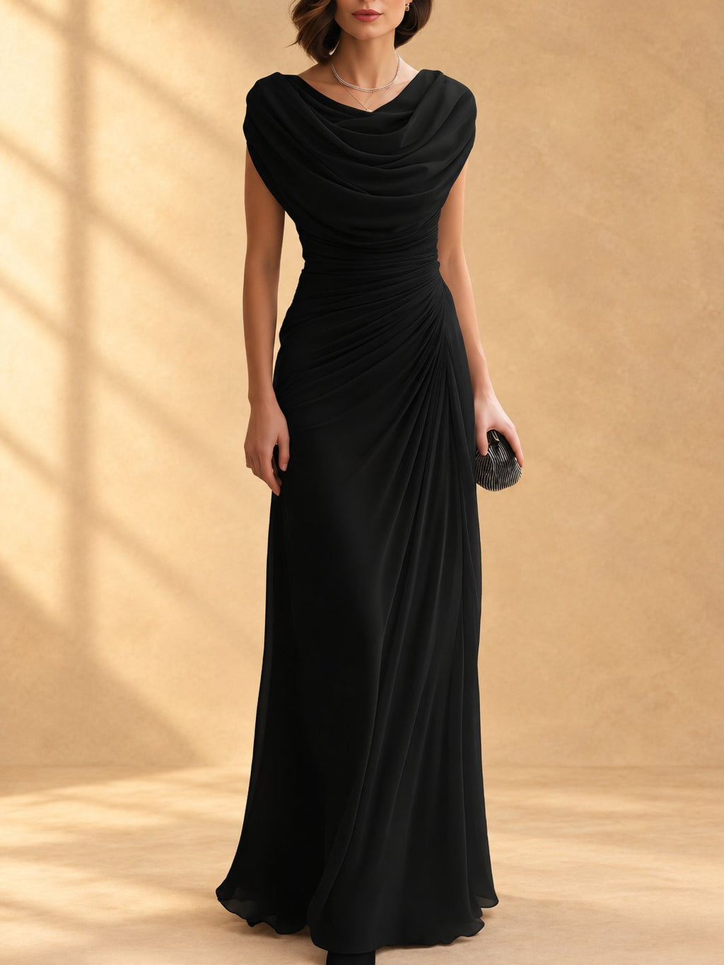 Naira | Vestido largo drapeado con cuello caído