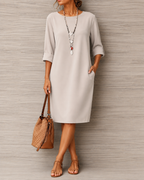 Odeta | Vestido midi holgado que disimula el abdomen