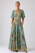 Camille | Vestido maxi vaporoso con mangas abullonadas