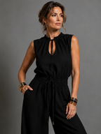 Alexa | Jumpsuit sin mangas de pierna ancha con cinturón