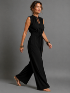 Alexa | Jumpsuit sin mangas de pierna ancha con cinturón
