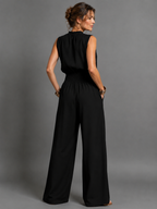 Alexa | Jumpsuit sin mangas de pierna ancha con cinturón
