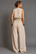 Alexa | Jumpsuit sin mangas de pierna ancha con cinturón