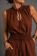 Alexa | Jumpsuit sin mangas de pierna ancha con cinturón