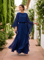 Sorelle | Conjunto de blusa con mangas acampanadas y pantalón recto