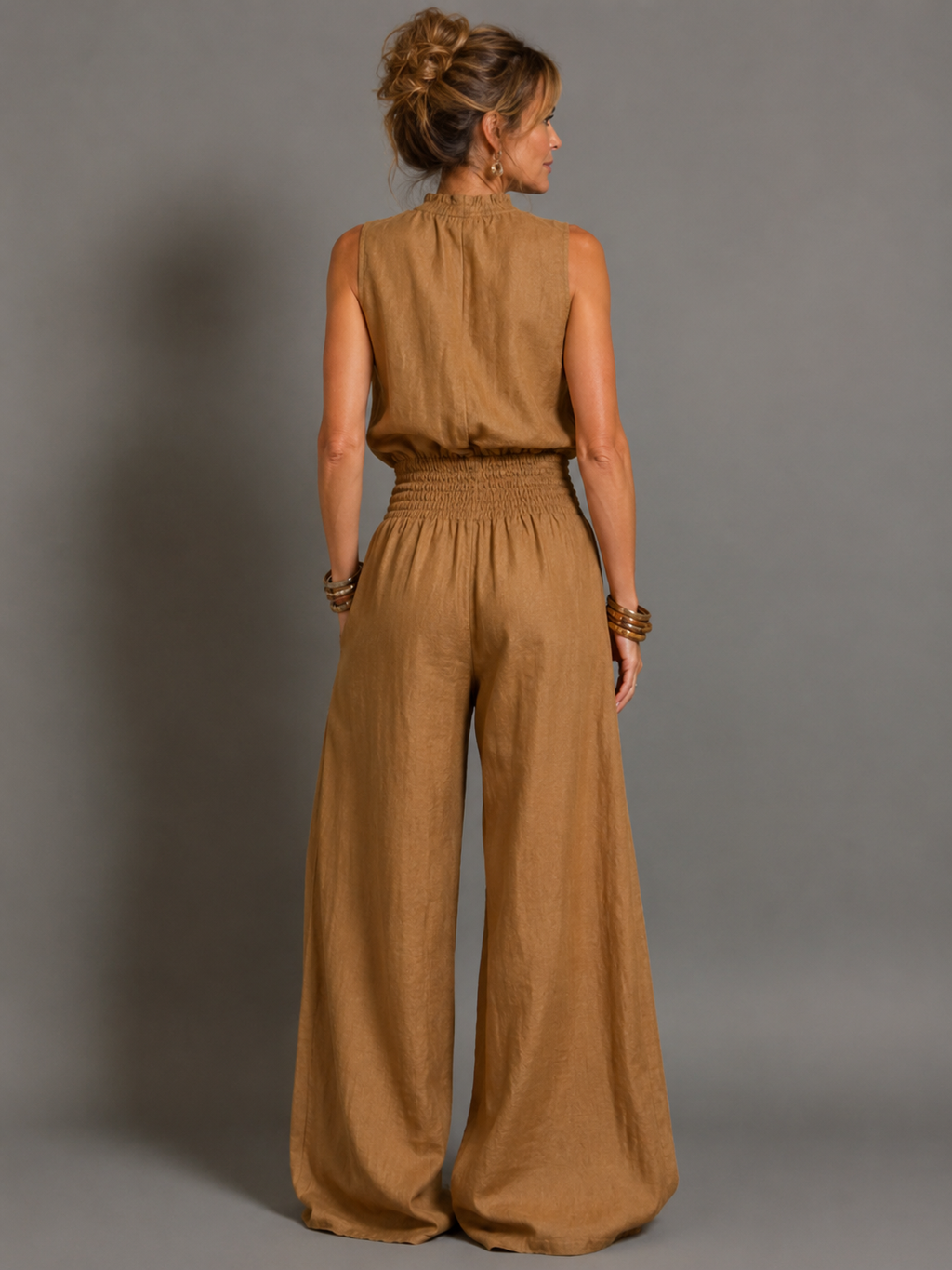 Alexa | Jumpsuit sin mangas de pierna ancha con cinturón