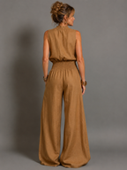 Alexa | Jumpsuit sin mangas de pierna ancha con cinturón