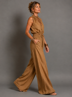 Alexa | Jumpsuit sin mangas de pierna ancha con cinturón