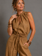 Alexa | Jumpsuit sin mangas de pierna ancha con cinturón