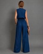 Alexa | Jumpsuit sin mangas de pierna ancha con cinturón