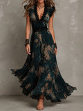 Gilda | Vestido largo floral escalonado con detalles de encaje