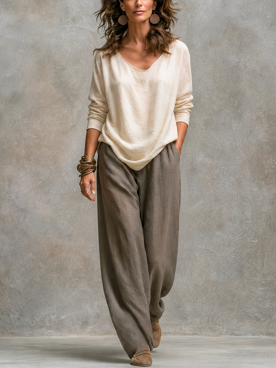 Simona | Conjunto de tres piezas con saco abierto y pantalón de pierna ancha