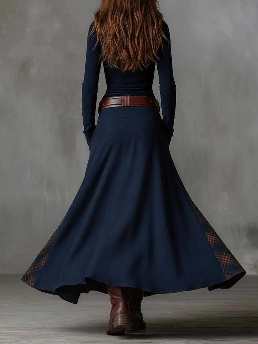 Élise | Vestido Maxi Efecto Gamuza con Cinturón