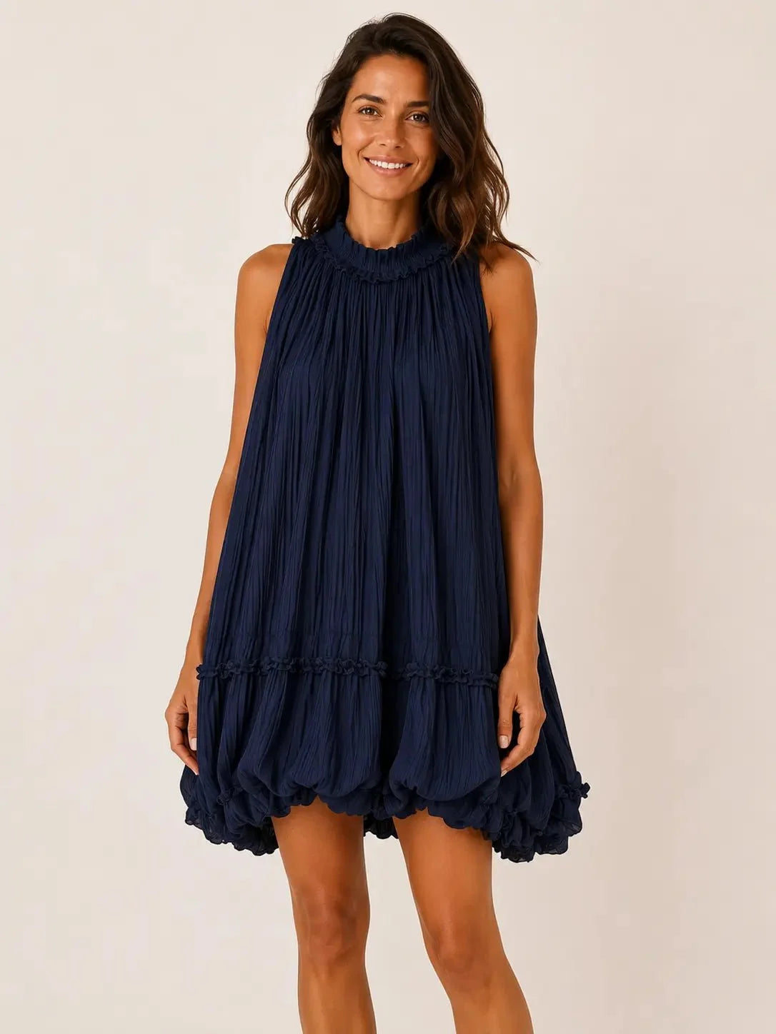 Anaís | Minivestido plisado con hombros descubiertos