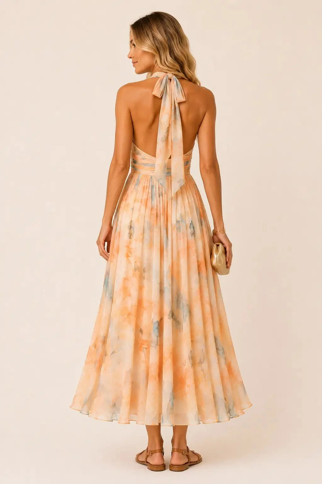 Camelia | Vestido largo halter con espalda descubierta