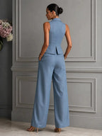 Selena | Conjunto de chaleco y pantalón de pierna ancha