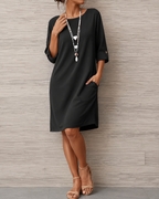 Odeta | Vestido midi holgado que disimula el abdomen
