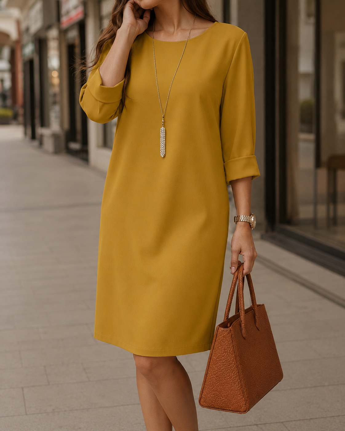 Odeta | Vestido midi holgado que disimula el abdomen