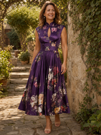 Florencia | Vestido midi floral con cuello mao