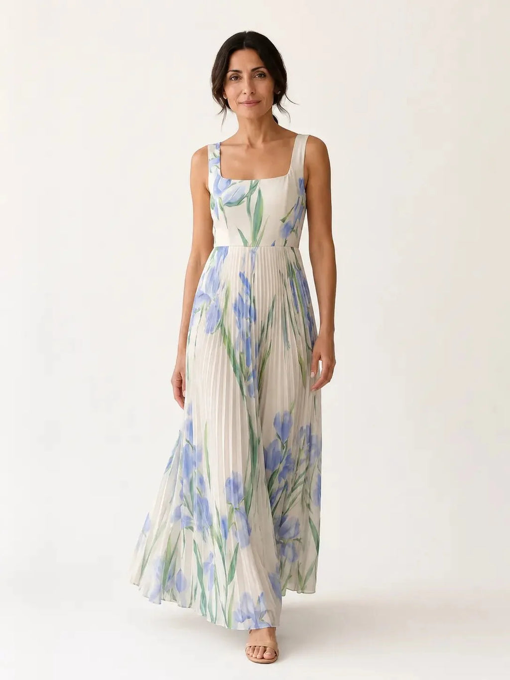 Leonora | Vestido largo floral con falda plisada