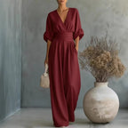 Noelle | Vestido con escote en V, espalda descubierta y mangas fluidas
