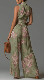 Samara | Jumpsuit floral de chiffon con cintura plisada