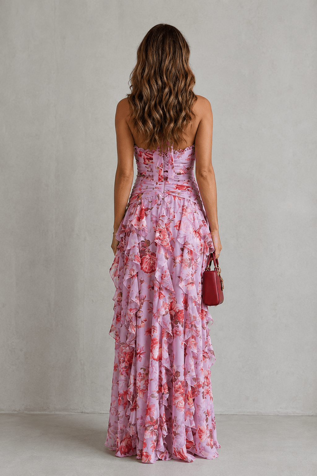 Tania | Vestido largo floral con cuello halter