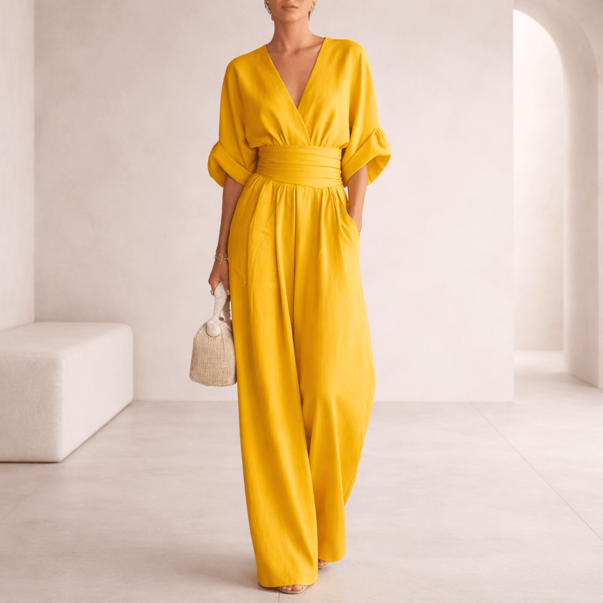 Elina | Jumpsuit de pierna ancha con escote en V