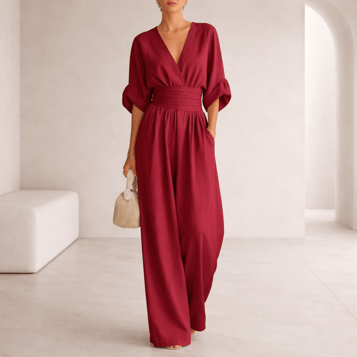 Elina | Jumpsuit de pierna ancha con escote en V